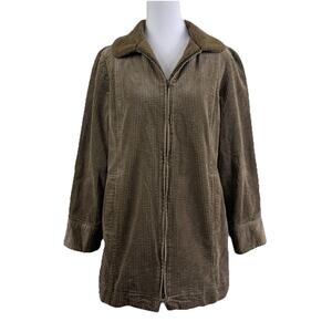 J. Jill Heritage Tumbled Cord Barn Coat Size XSP Brown Cotton Chore Long Line
